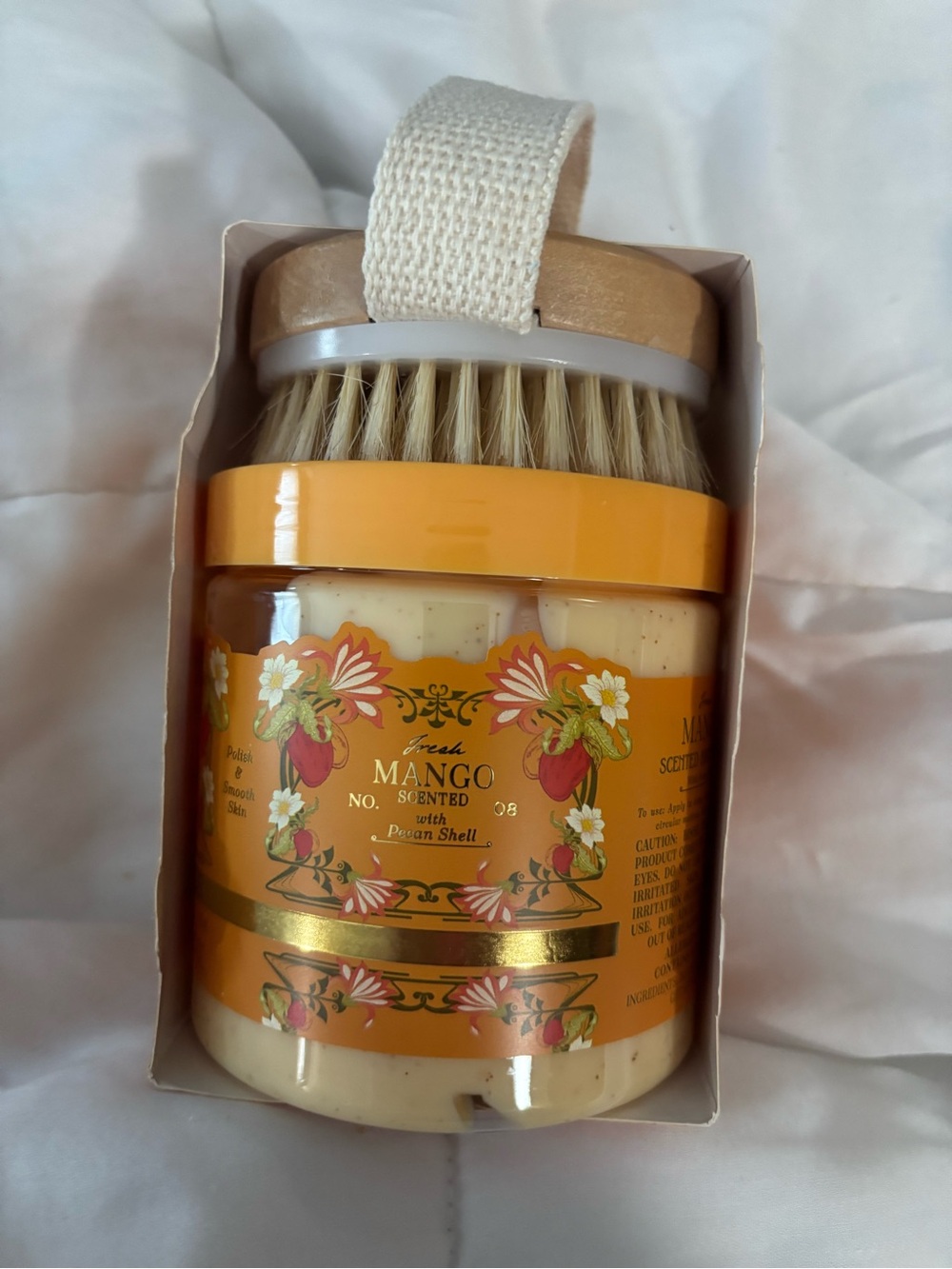 Mango Scented Body Scrub with Natural Brush - Mango